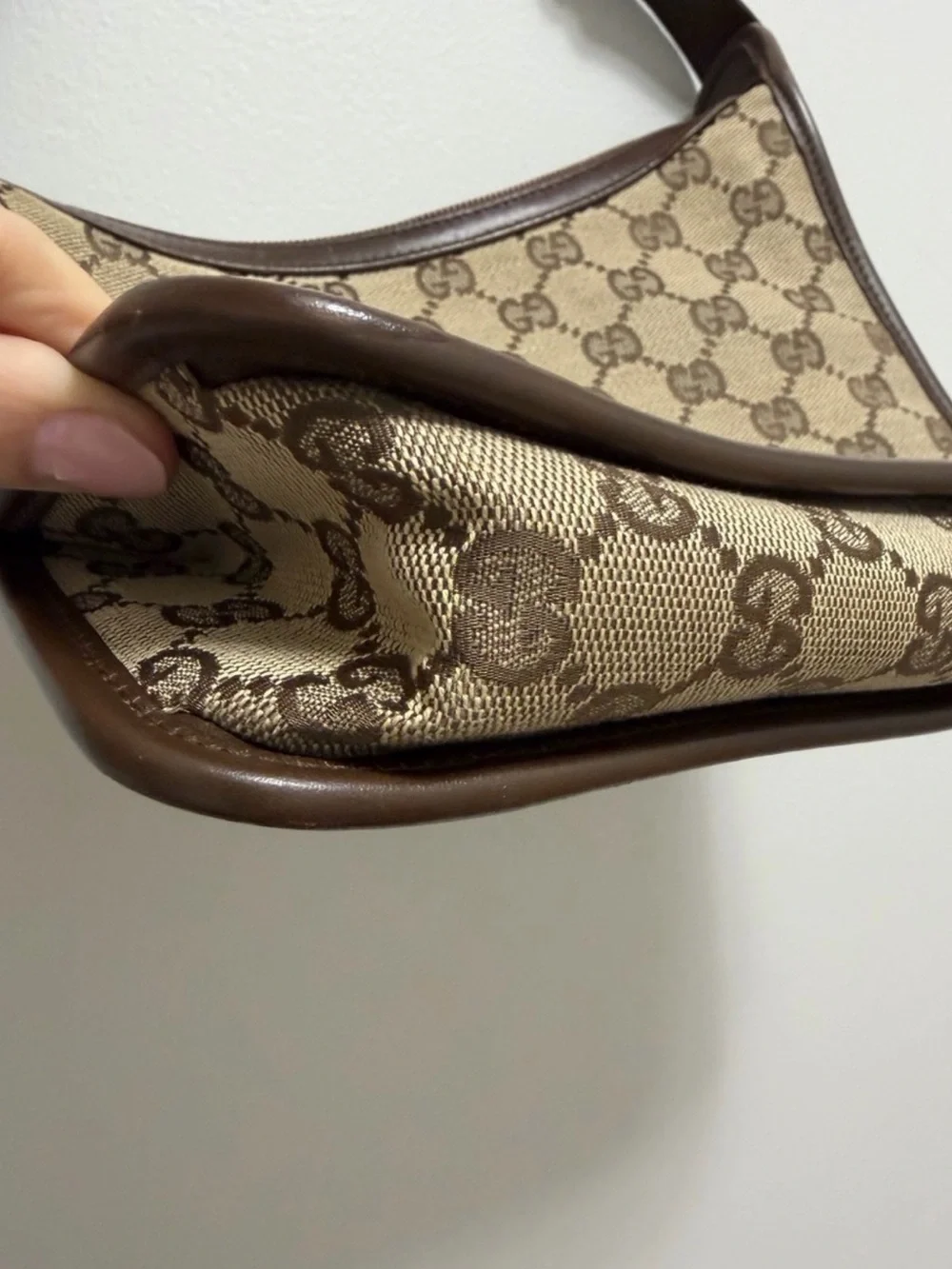 Gucci Tan and Brown GG Monogram Shoulder Bag EUC